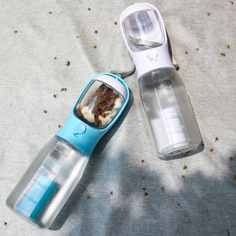 Portable 3-in-1 Pet Water Bottle – Feeder, Drinker & Poop Bag Dispenser